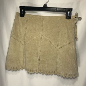 Genuine Leather Skirt, Beige, Bebe Size 0